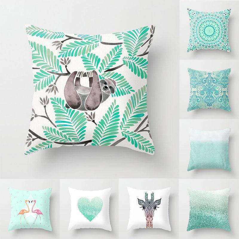 Mint Green Cushion Cover Pillowslip Home Supplies Decorative Fresh Mint Green Gray Watercolour Stripes Generic Solid Decorative Bedroom Pillow Cases Covers Pillow Case Simple Living Room