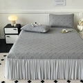DecorBites™ Ice Bean Jacquard Bed Skirt Set - 3 Piece, Summer Washed Mattress Mat