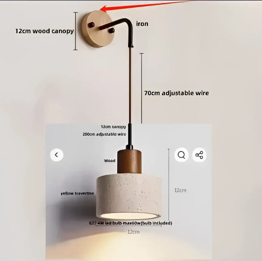 DecorBites™ LED Wall Lamp Sconce with Knob Switch for Bedroom & Living Room Lighting
