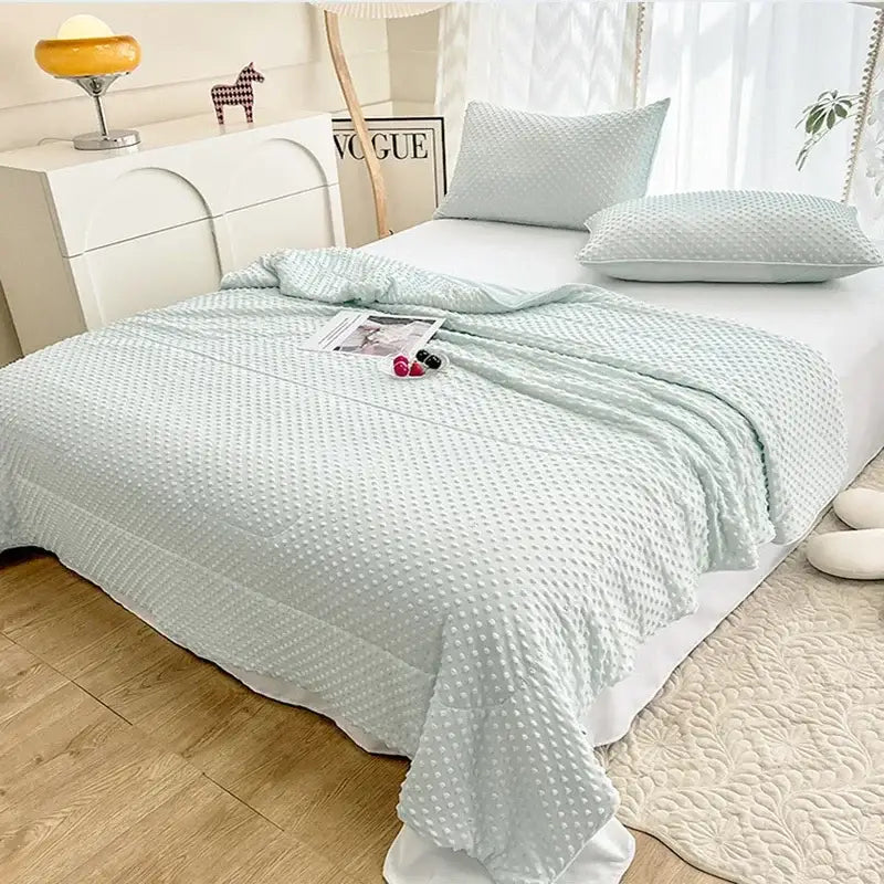 Mint green textured cooling massage blanket bedroom comforter