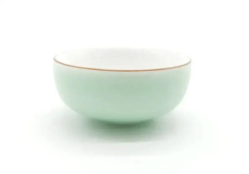 Mint green & white celadon tea cup set dining room gold rim porcelain