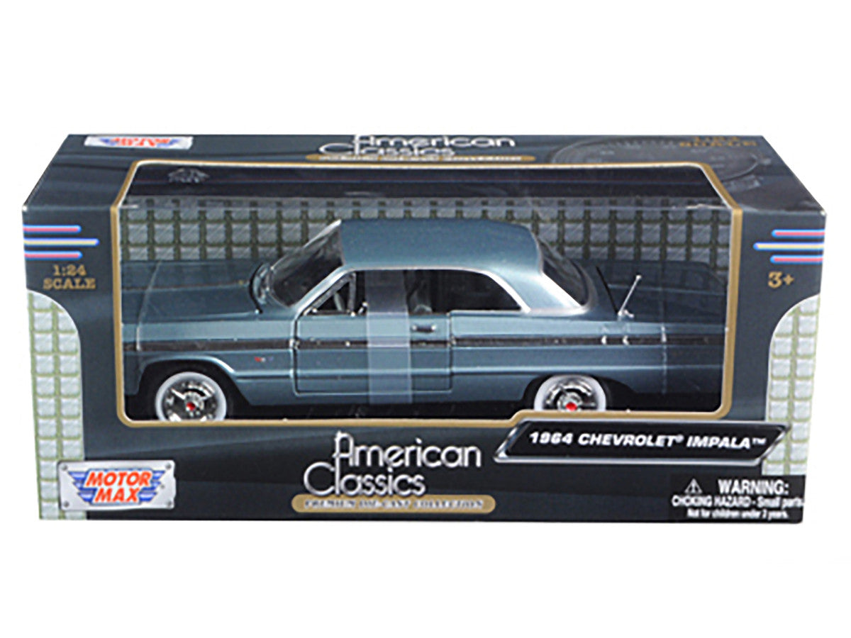 1964 Chevrolet Impala Blue 1/24 Diecast Model Car by Motormax