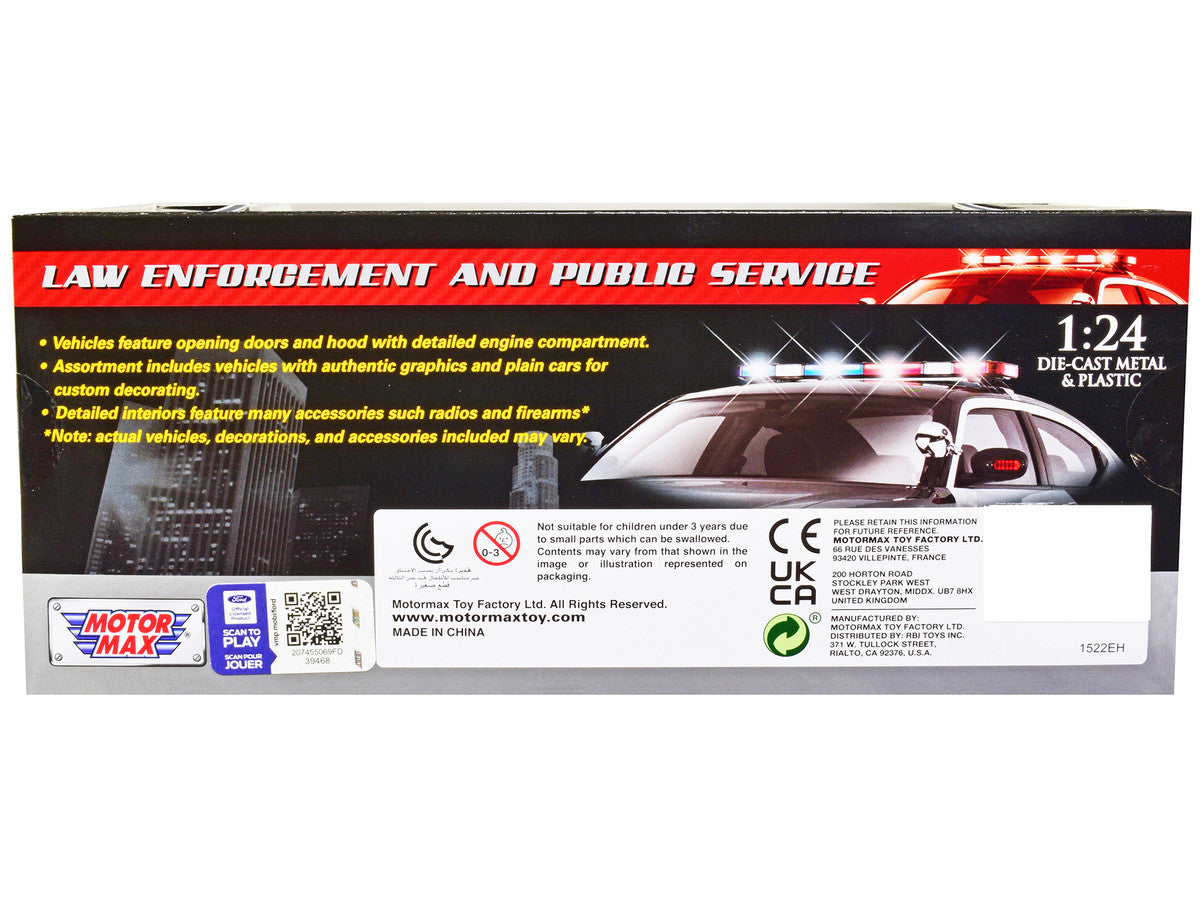 2015 Ford Police Interceptor Utility Unmarked White 1/24 Diecast Model Car by Motormax