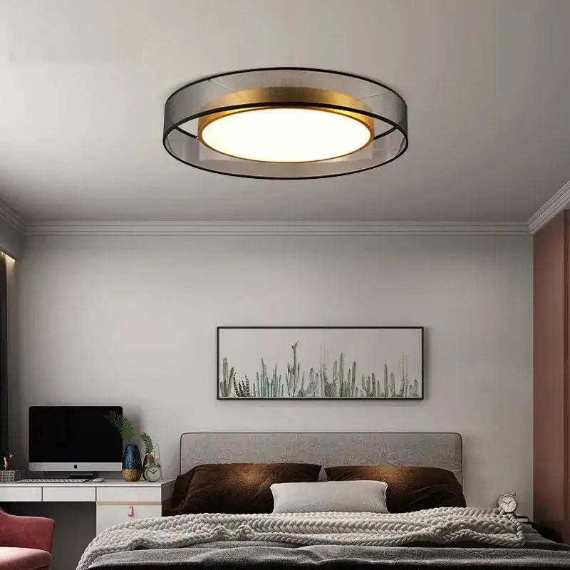 Modern 16w copper ceiling light for living room with frosted glass