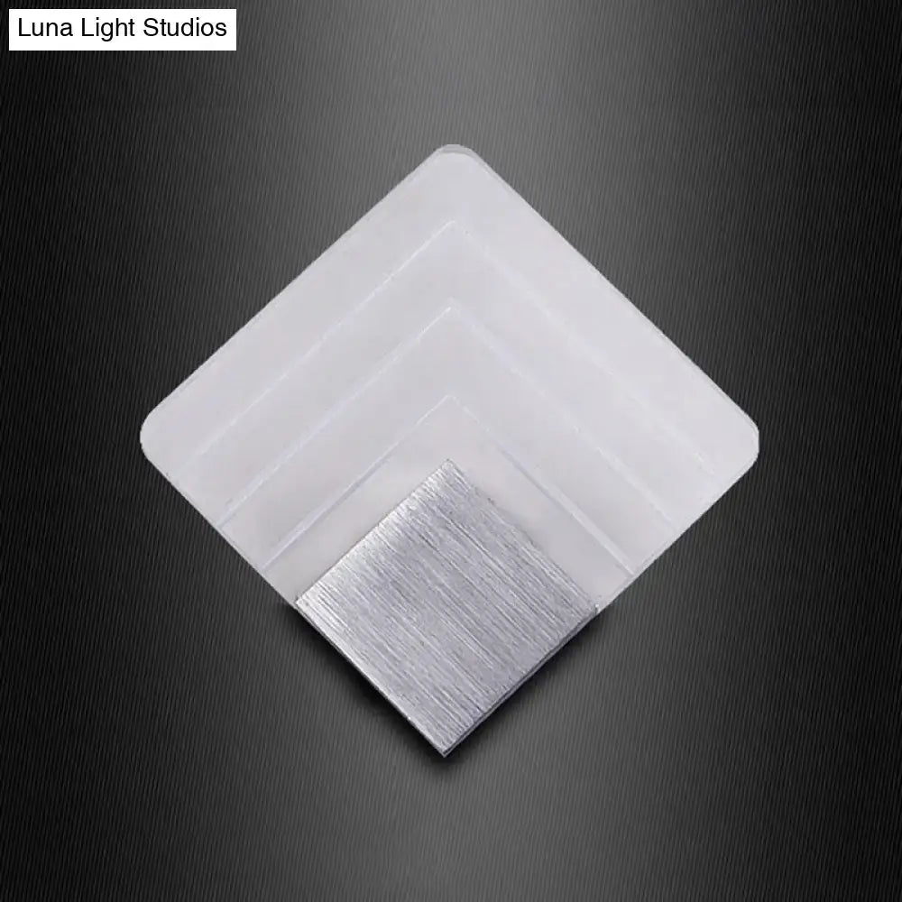 Modern aged silver & black square led wall sconce bedroom light