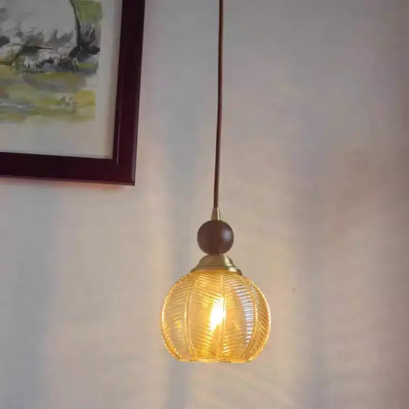Modern amber glass led pendant light for dining room