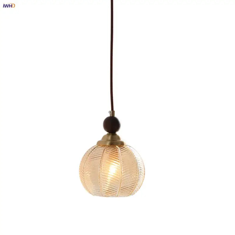 Modern amber glass led pendant light for dining room