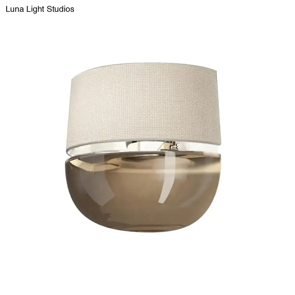 Modern arched beige & amber wall sconce bedroom tan glass light