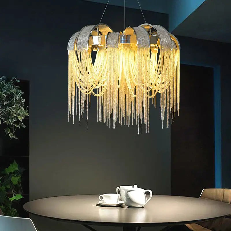 DecorBites™ Aluminum Chain Arched Luxury Chandelier for Living Room Dining Room