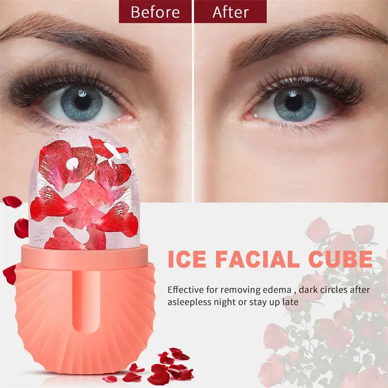 DecorBites™ Beauty Ice Cube Tray and Facial Roller Massager Skin Care Tool