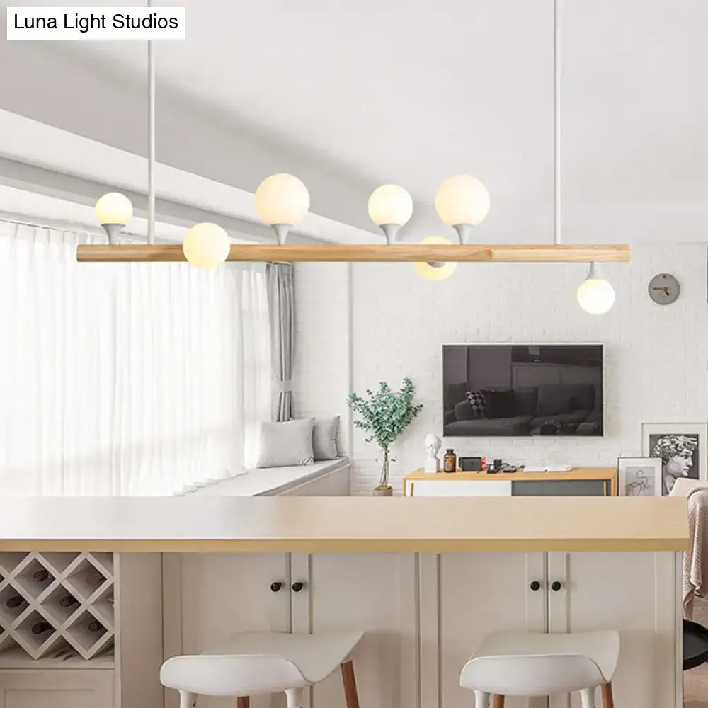 Modern asian wood hanging ceiling light for dining room