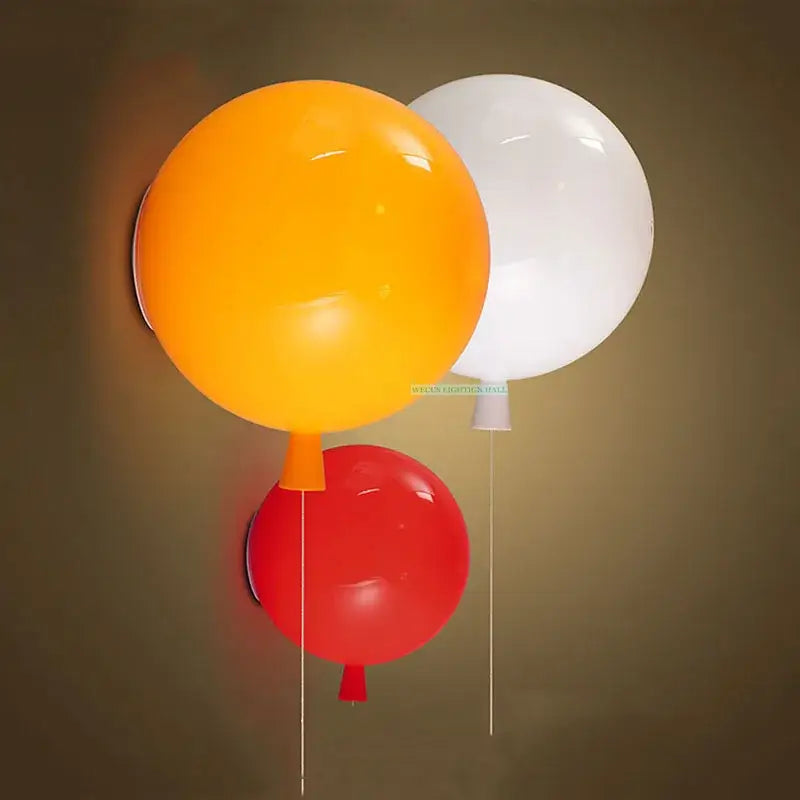 Modern balloon wall light yellow orange red bedroom sconce