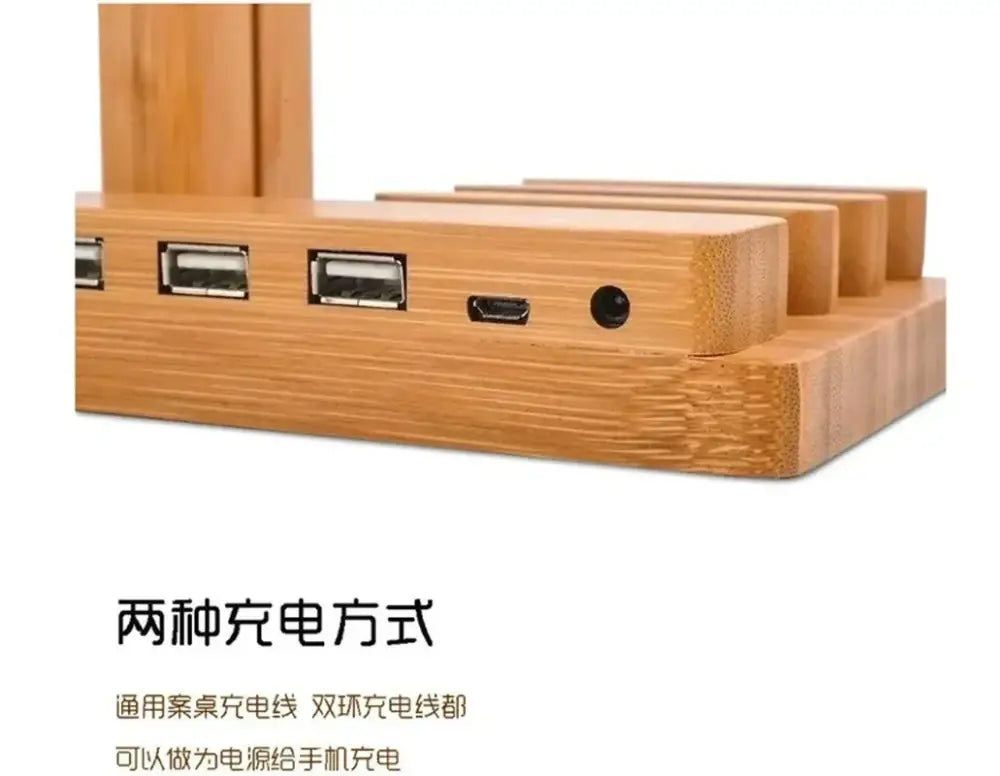 DecorBites™ Bamboo Base 3-in-1 Charging Stand for Phone and Watch
