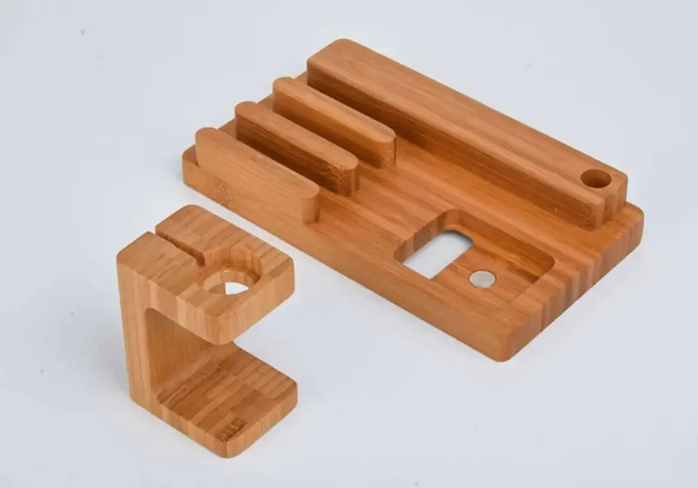 DecorBites™ Bamboo Base 3-in-1 Charging Stand for Phone and Watch