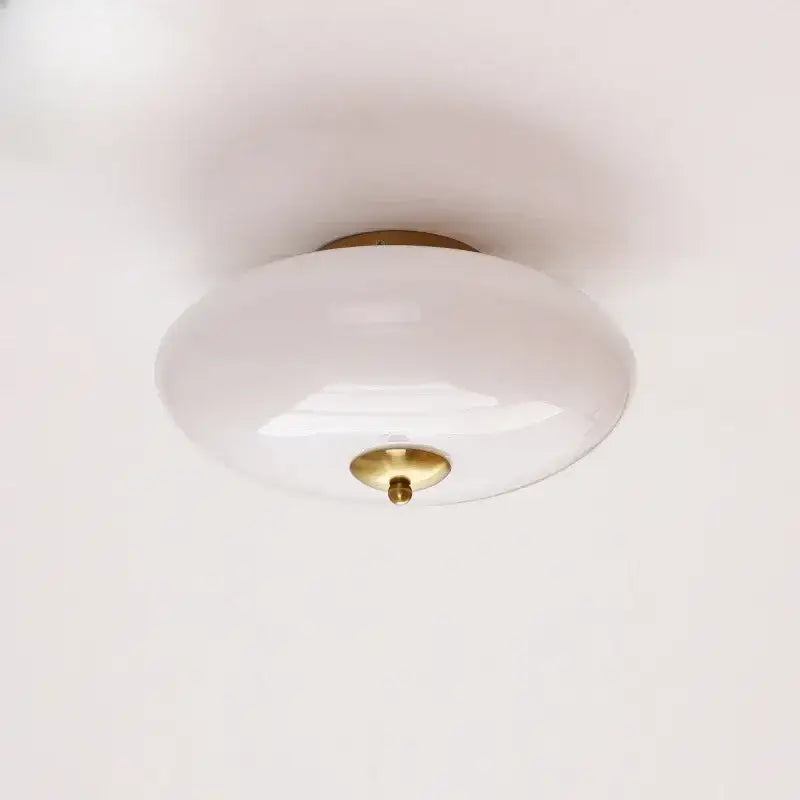 Modern bauhaus cream white glass ceiling lamp bedroom brass light
