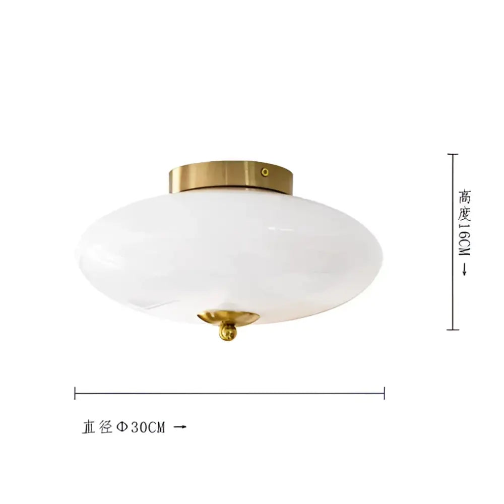 Modern bauhaus cream white glass ceiling lamp bedroom brass light