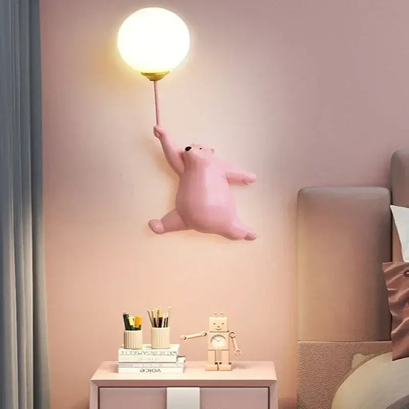 DecorBites™ Bear Moon Wall Lamp: Modern Cartoon Light for Kids' Bedroom Décor