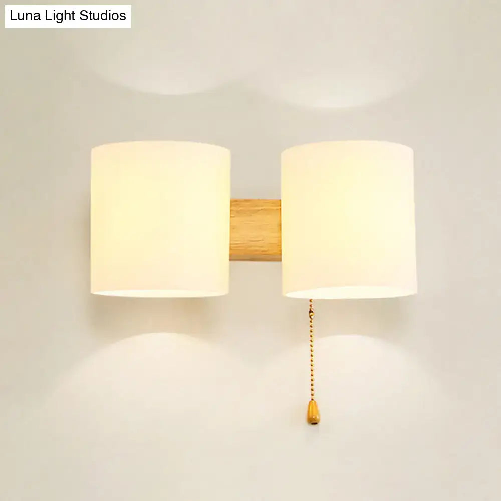 DecorBites™ Modern Opaline Glass 2-Light Wall Mount with Pull Chain - Beige