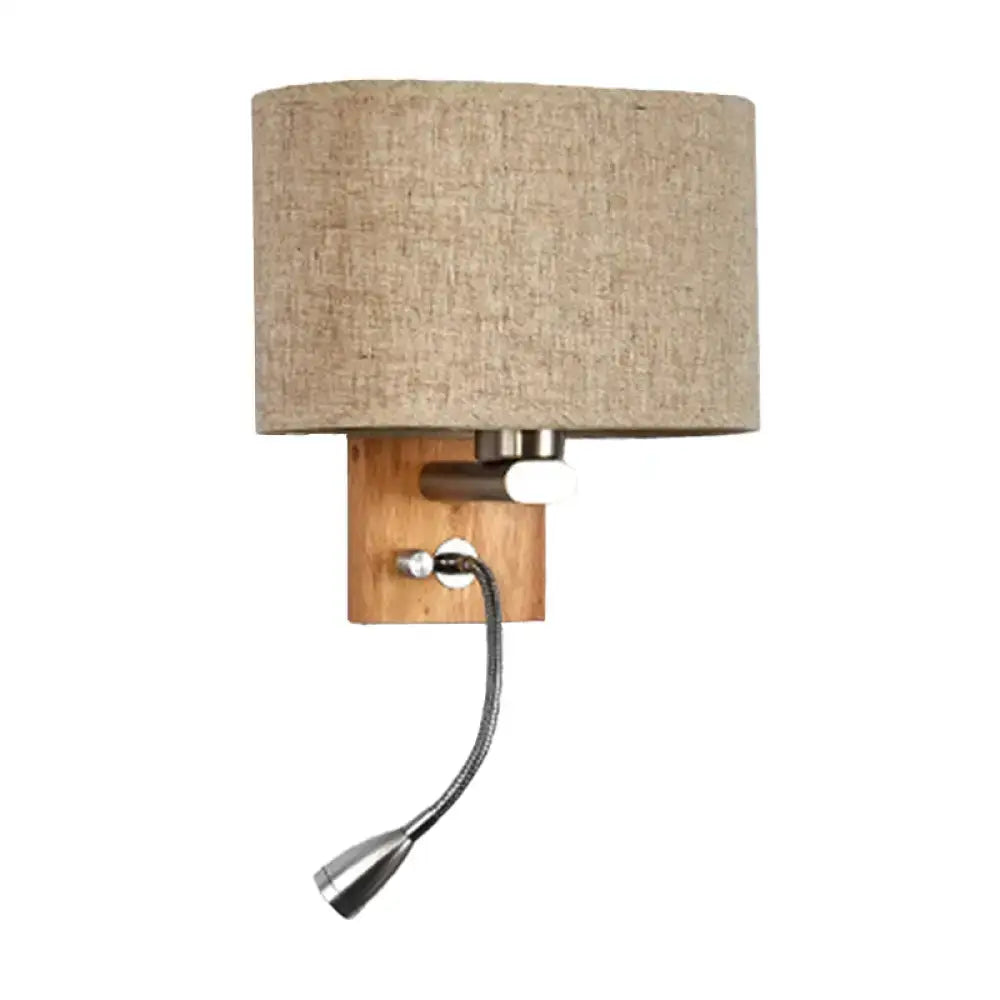 Modern beige fabric bedside reading lamp bedroom 5 inch fixture