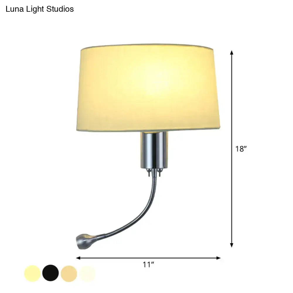 Modern beige fabric flush wall sconce bedroom reading light