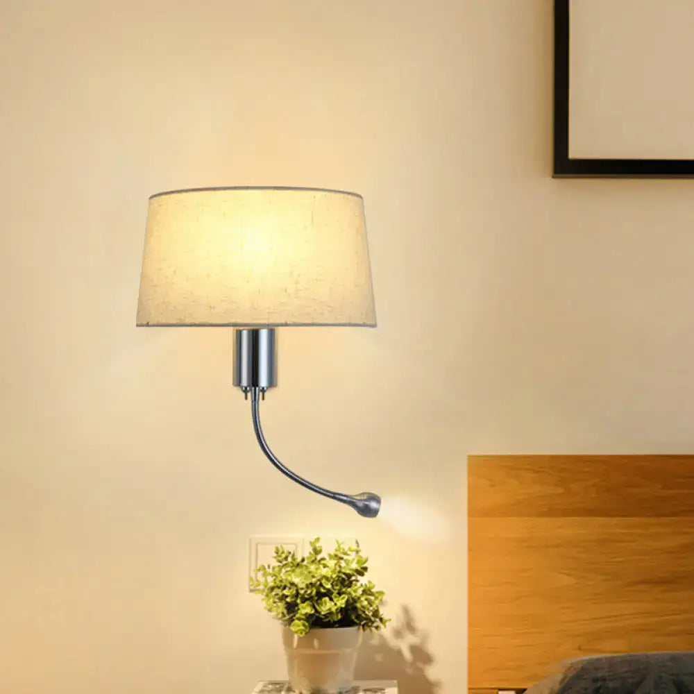 Modern beige fabric flush wall sconce bedroom reading light