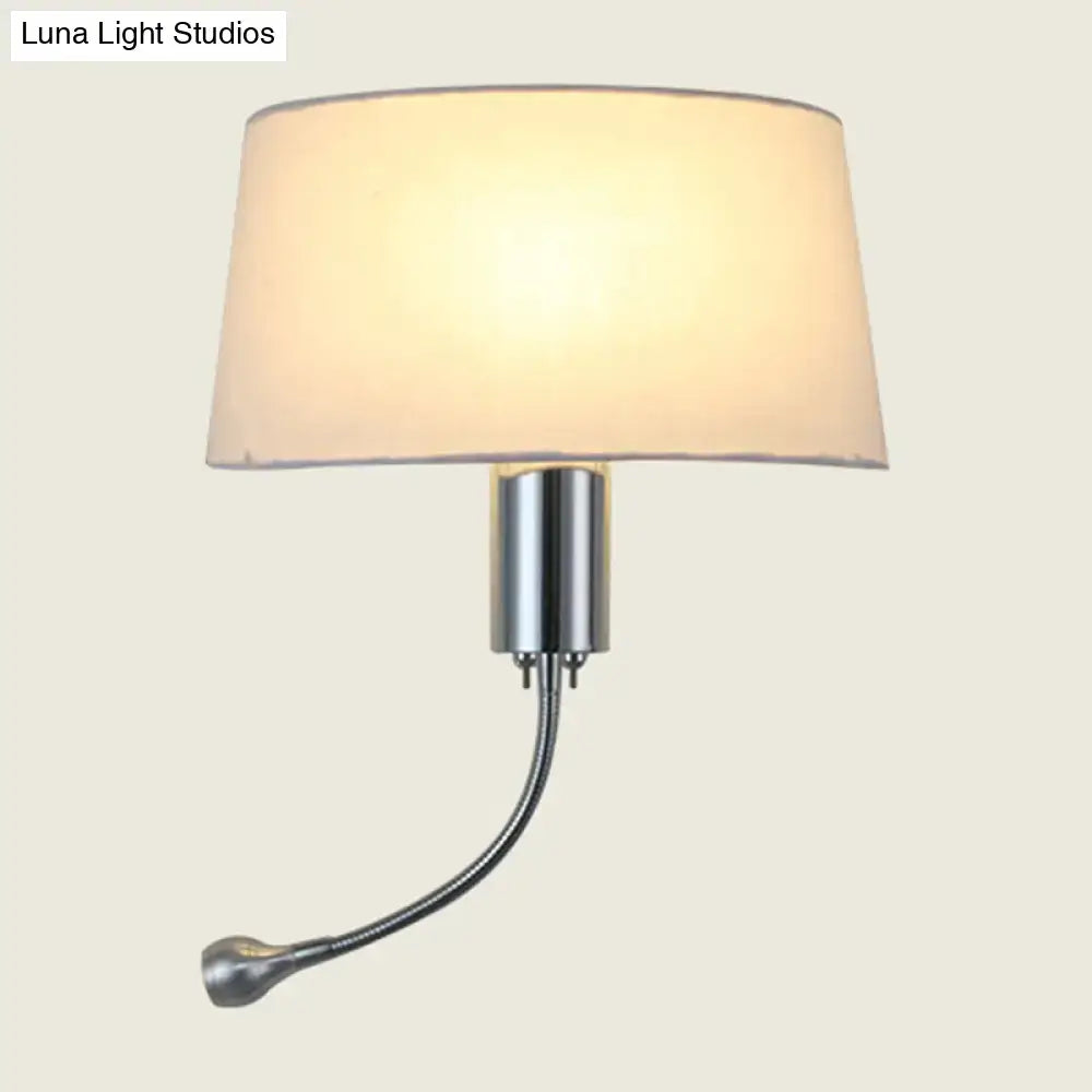 Modern beige fabric flush wall sconce bedroom reading light