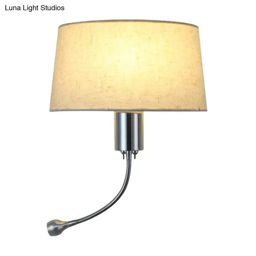 Modern beige fabric flush wall sconce bedroom reading light