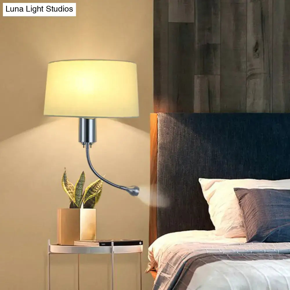 Modern beige fabric flush wall sconce bedroom reading light