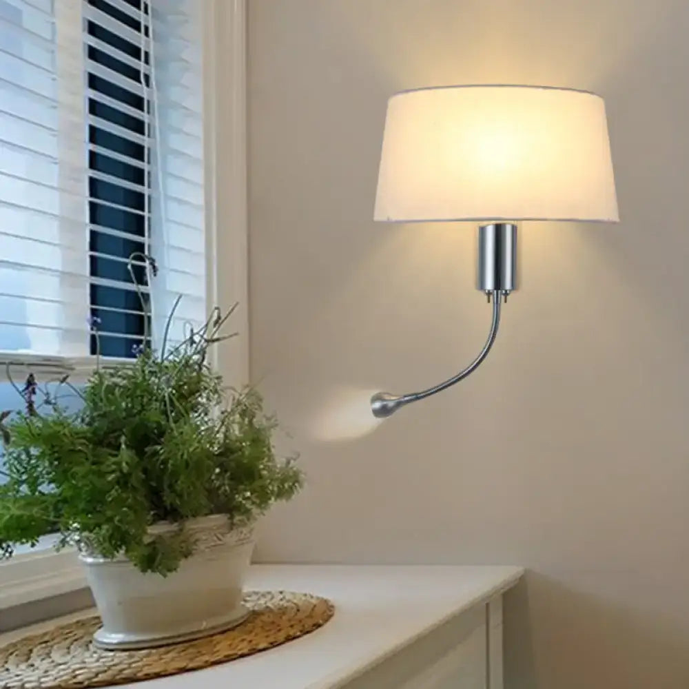 Modern beige fabric flush wall sconce bedroom reading light