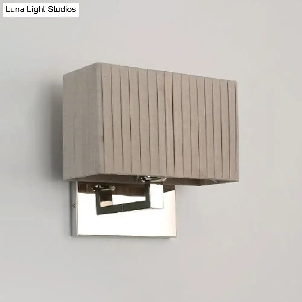 Modern beige fabric rectangle wired electric wall sconce bedroom light