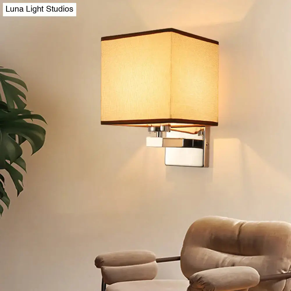Modern beige fabric shade wall light bedroom e26 e27 sconce
