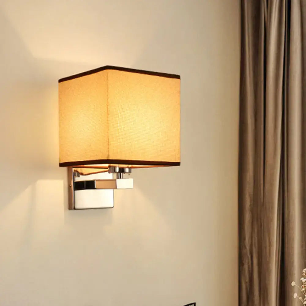 Modern beige fabric shade wall light bedroom e26 e27 sconce