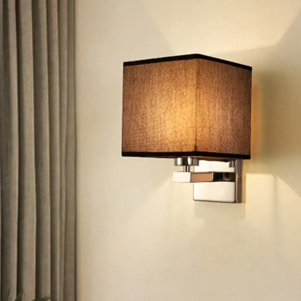 Modern beige fabric shade wall light bedroom e26 e27 sconce