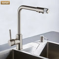 Modern beige speckled faucet with chrome accents kitchen water purifier
