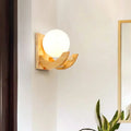 Modern beige wood sconce light fixture bedroom wall lamp
