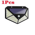 Modern black 100 led solar wall lights garden motion sensor security