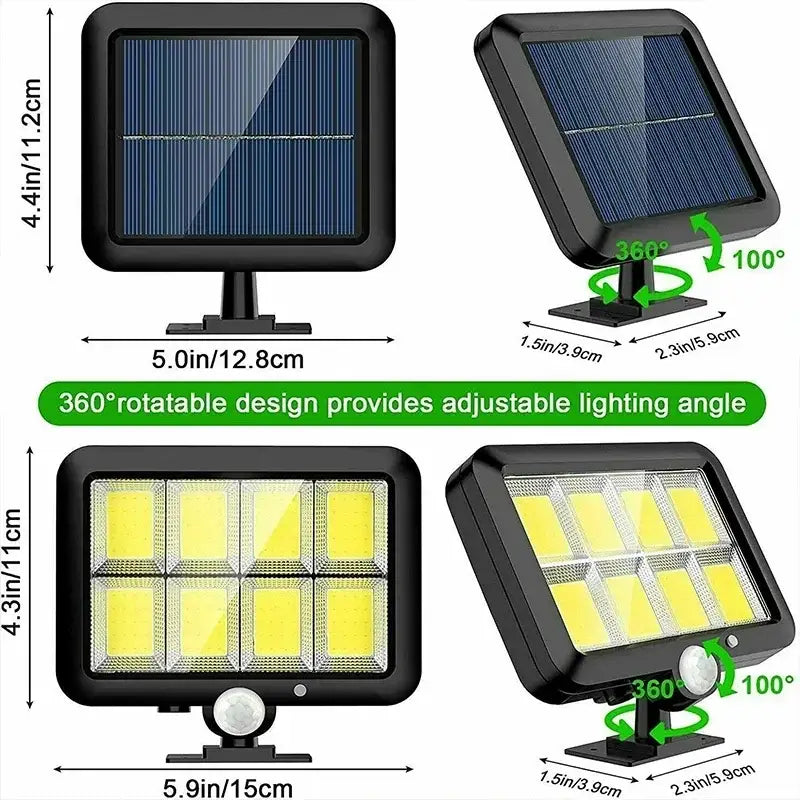 DecorBites™ 160COB Solar Outdoor Wall Lights Motion Sensor Remote Control Garden Street