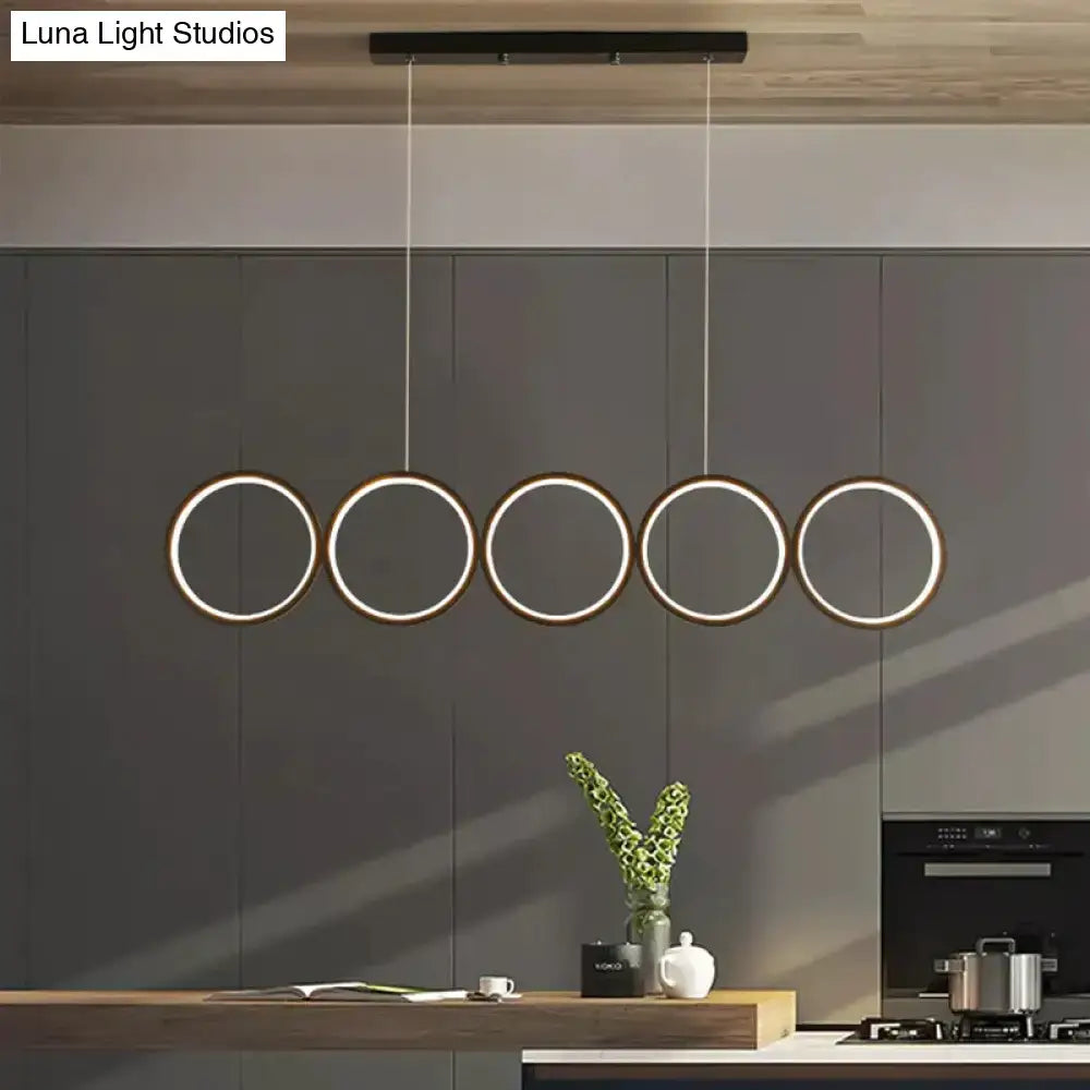 Modern black 5 ring led pendant light dining room hanging island