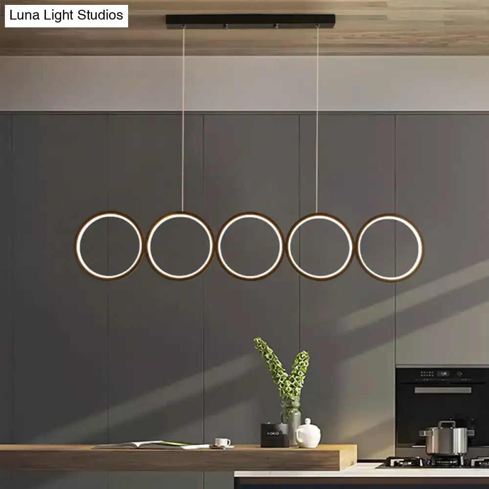 Modern black 5 ring led pendant light dining room hanging island