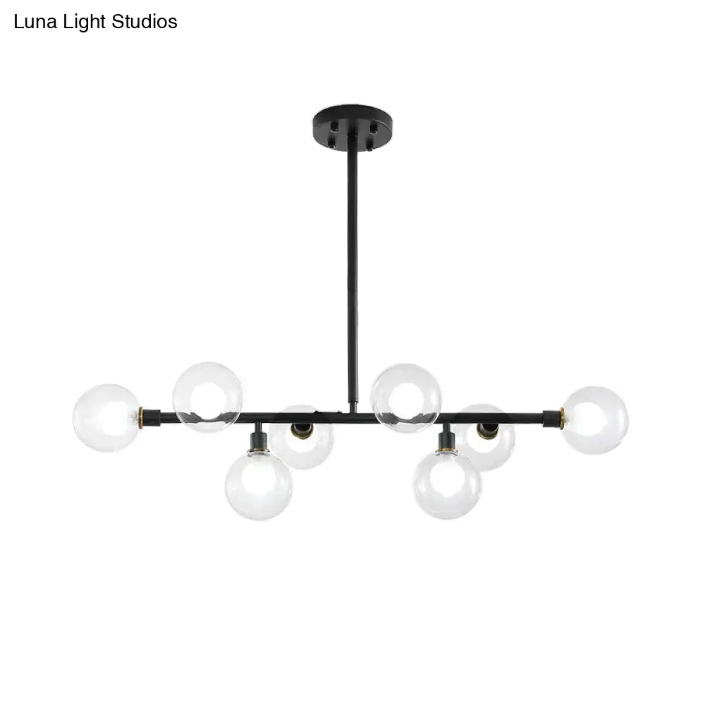 DecorBites™ Contemporary Black Kitchen Island Lamp: Sleek 8-Head Hanging Light Kit with Clear Glass Shade