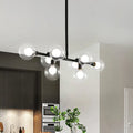 DecorBites™ Contemporary Black Kitchen Island Lamp: Sleek 8-Head Hanging Light Kit with Clear Glass Shade