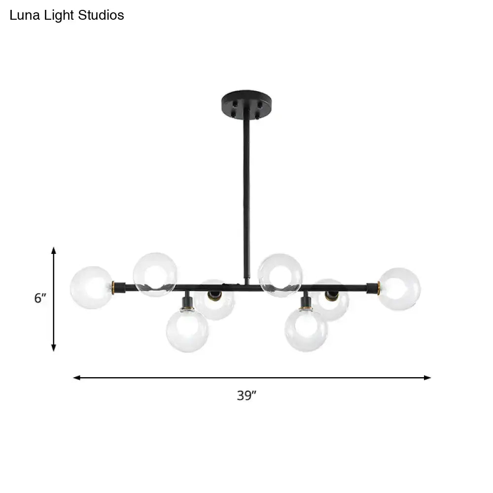 DecorBites™ Contemporary Black Kitchen Island Lamp: Sleek 8-Head Hanging Light Kit with Clear Glass Shade