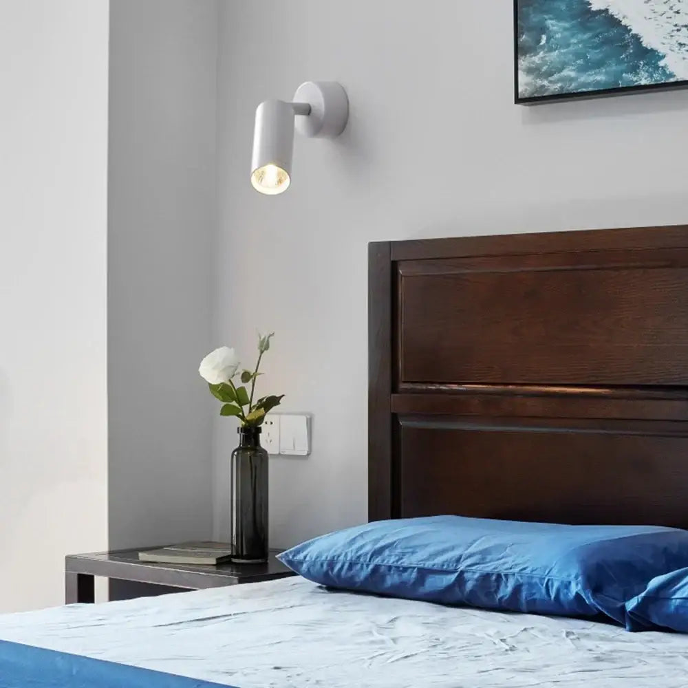 Modern black adjustable metal spotlight wall lamp bedroom fixture