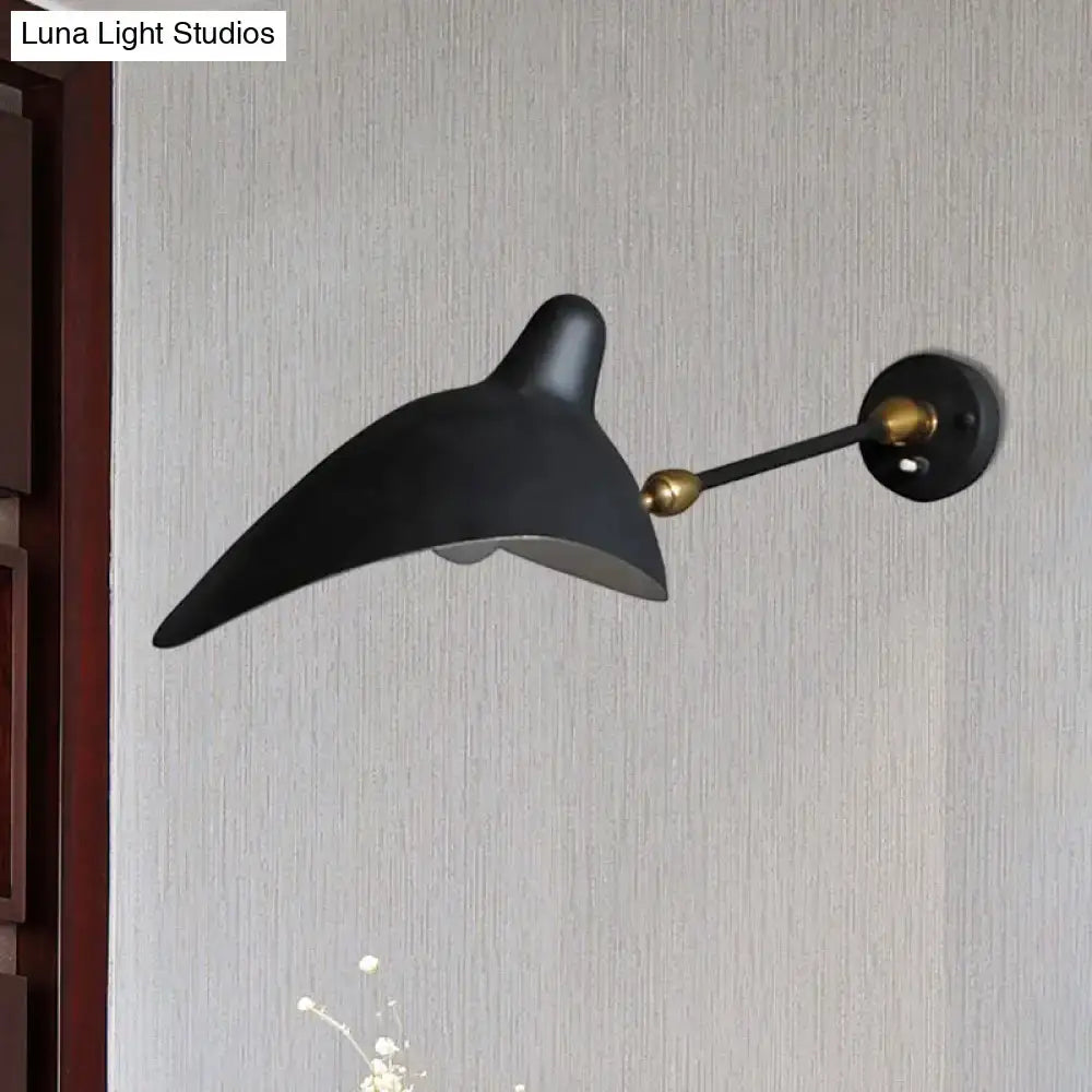 Modern black and brass duckbill wall lamp – living room metallic shade