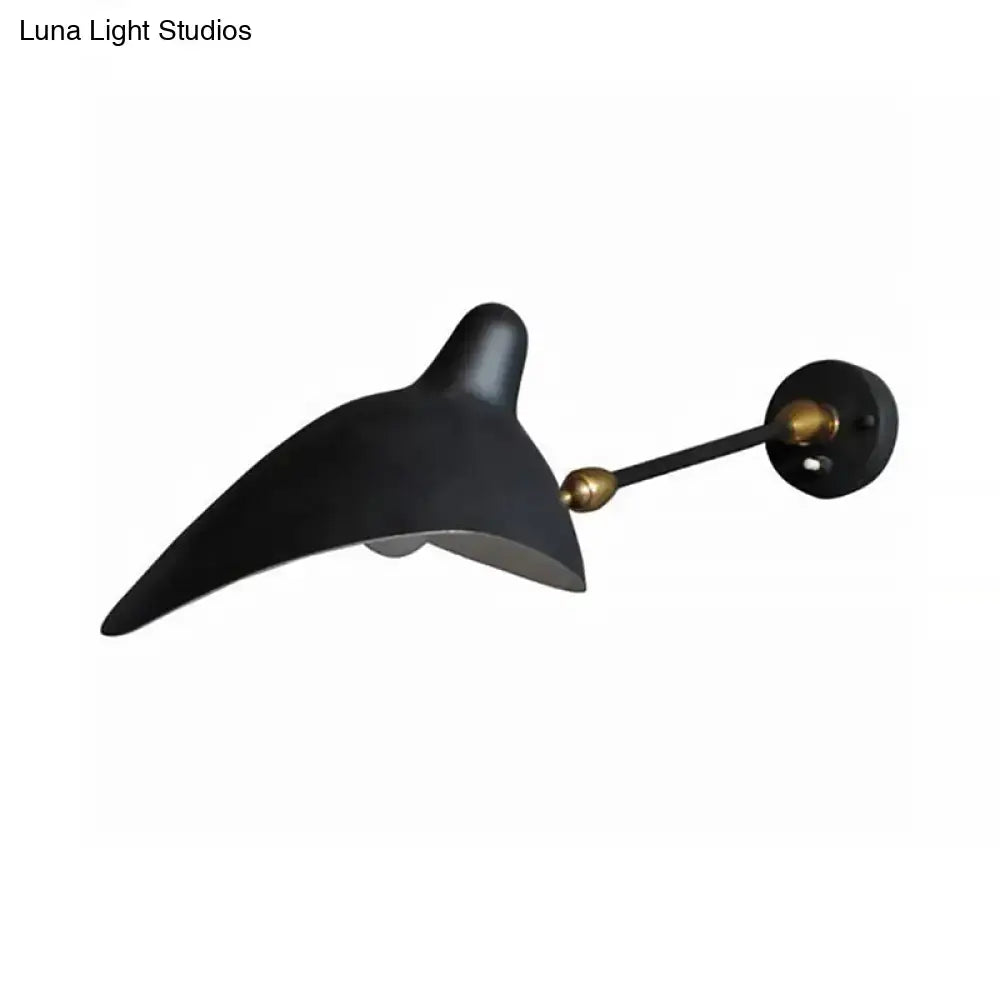 Modern black and brass duckbill wall lamp – living room metallic shade