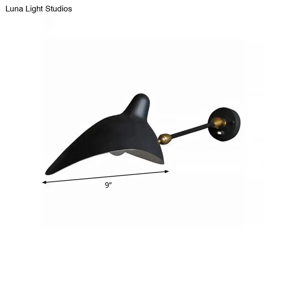 Modern black and brass duckbill wall lamp – living room metallic shade