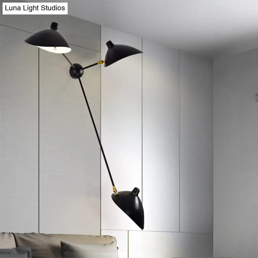 Modern black and brass duckbill wall lamp – living room metallic shade