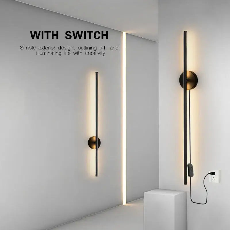 Modern black and brass rotation led wall light living room sconce