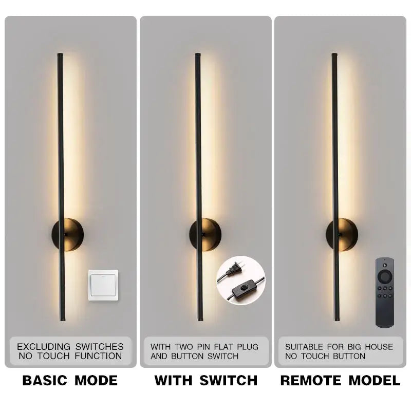 Modern black and brass rotation led wall light living room sconce
