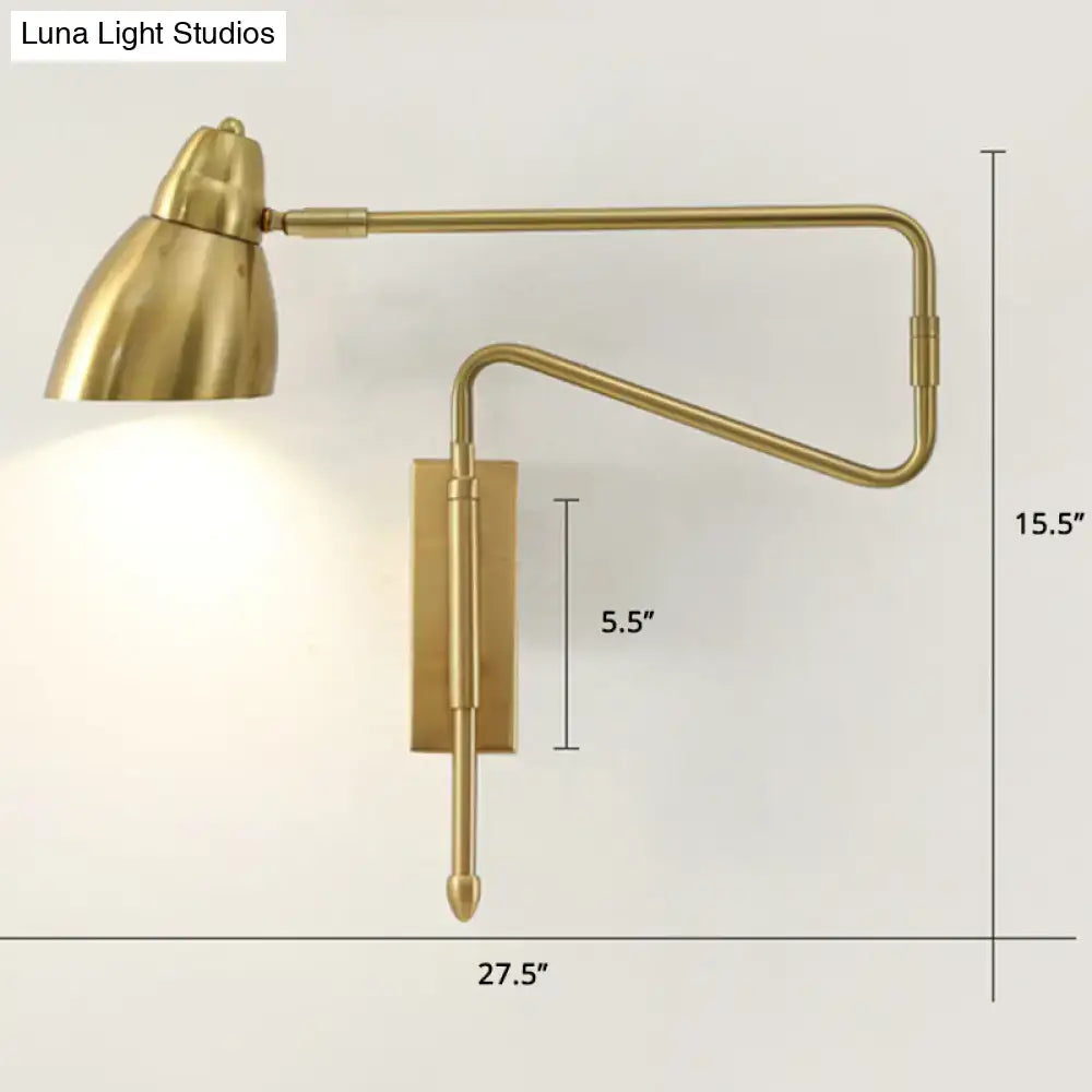 Modern black and brass task wall light for bedroom or studio